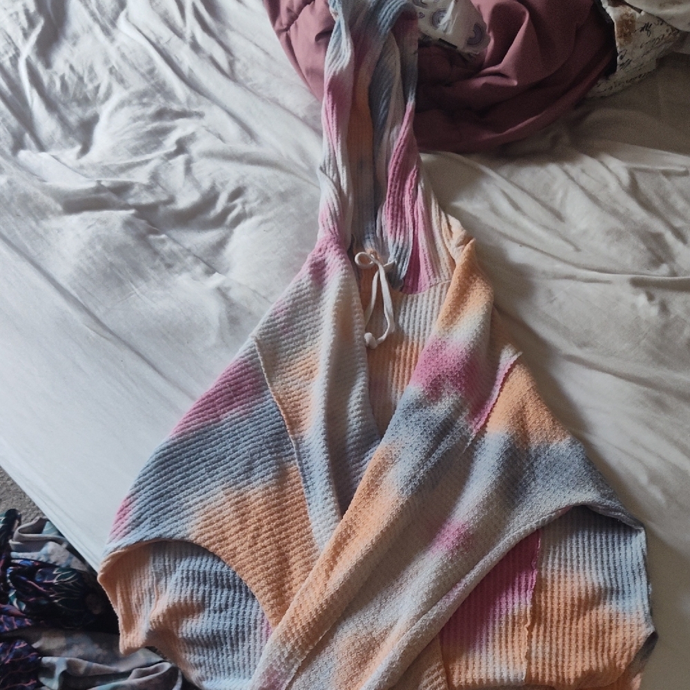 Colorful Tie-Dye Knit Hoodie